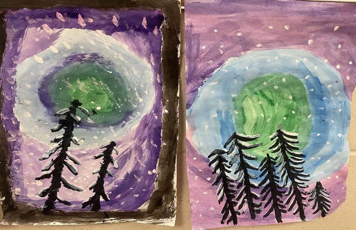 4th grade winter paintings
