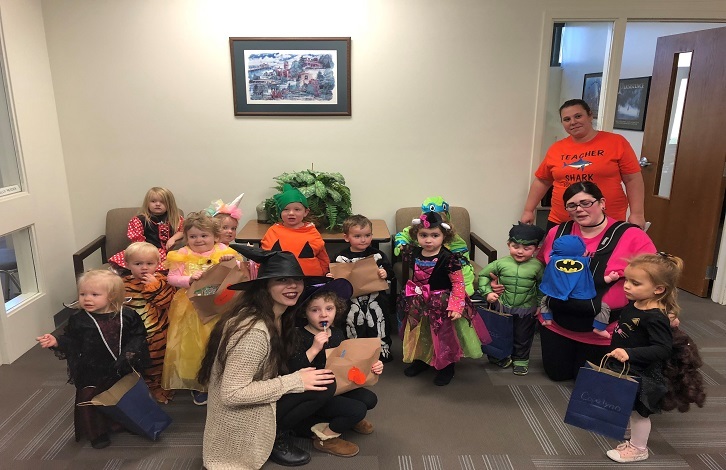 Daycare students dressed up for halloween