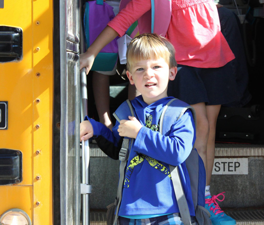 Student Getting off Bus